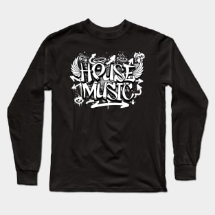 HOUSE MUSIC  - Graffiti Steez (grey/white) Long Sleeve T-Shirt